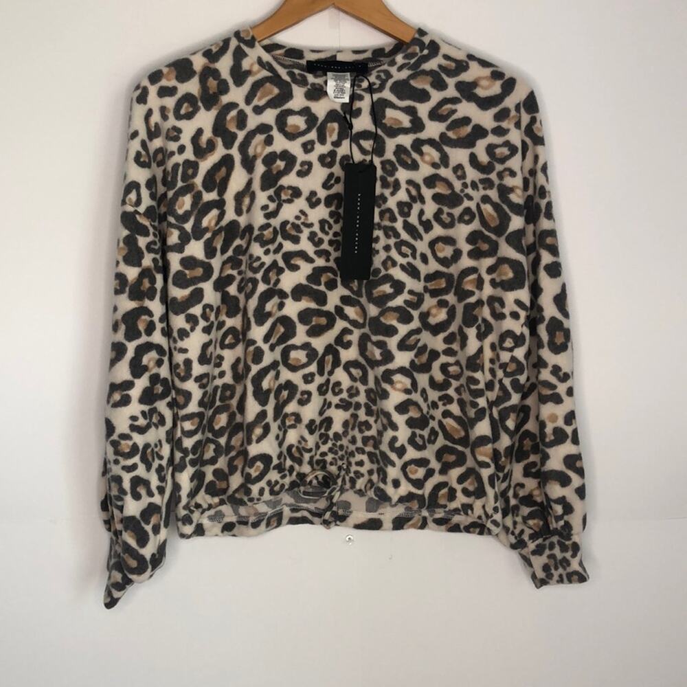 NWT Know One Cares Leopard Print Fleece Top